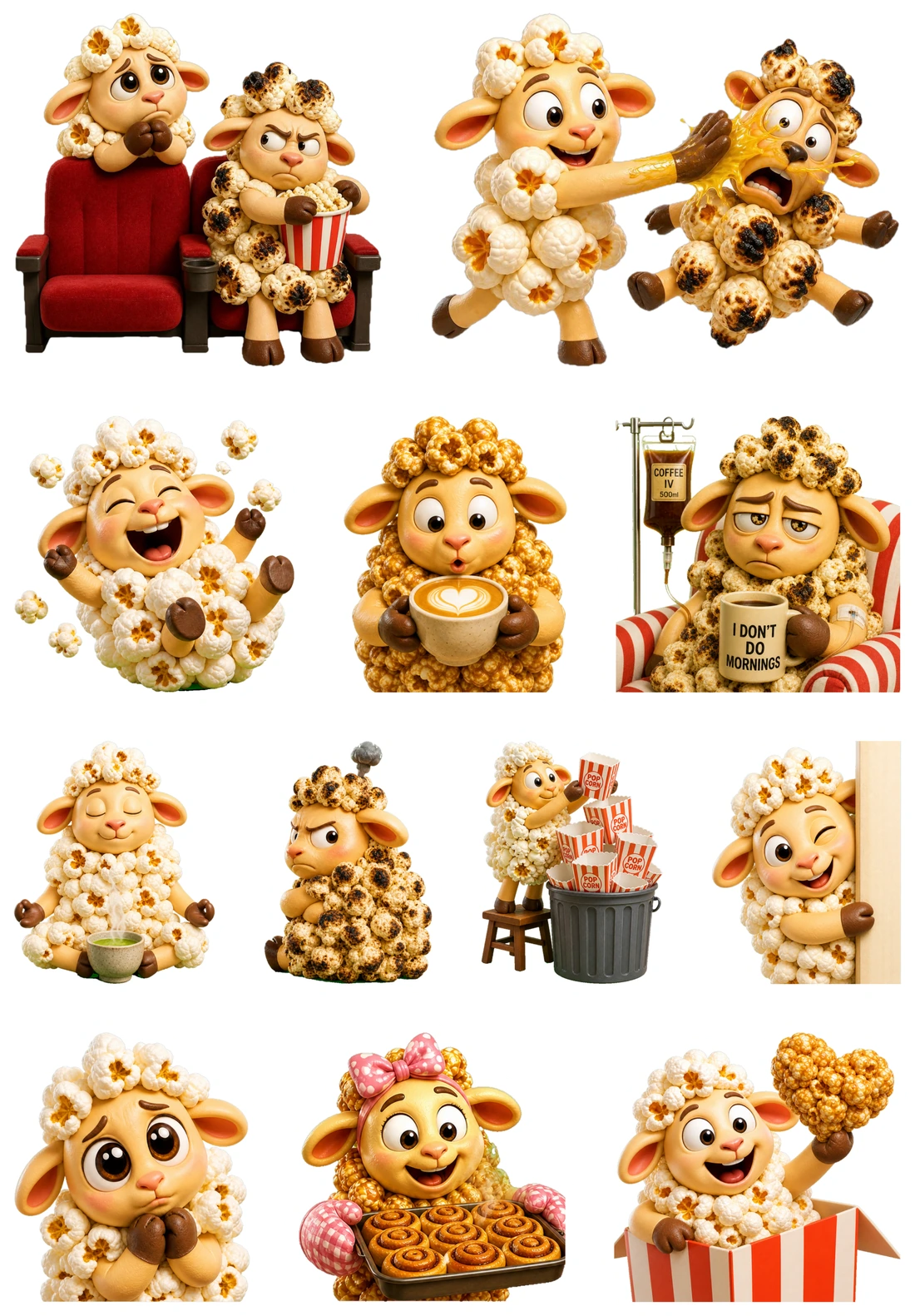 Popcorn Sheep physical sticker sheet